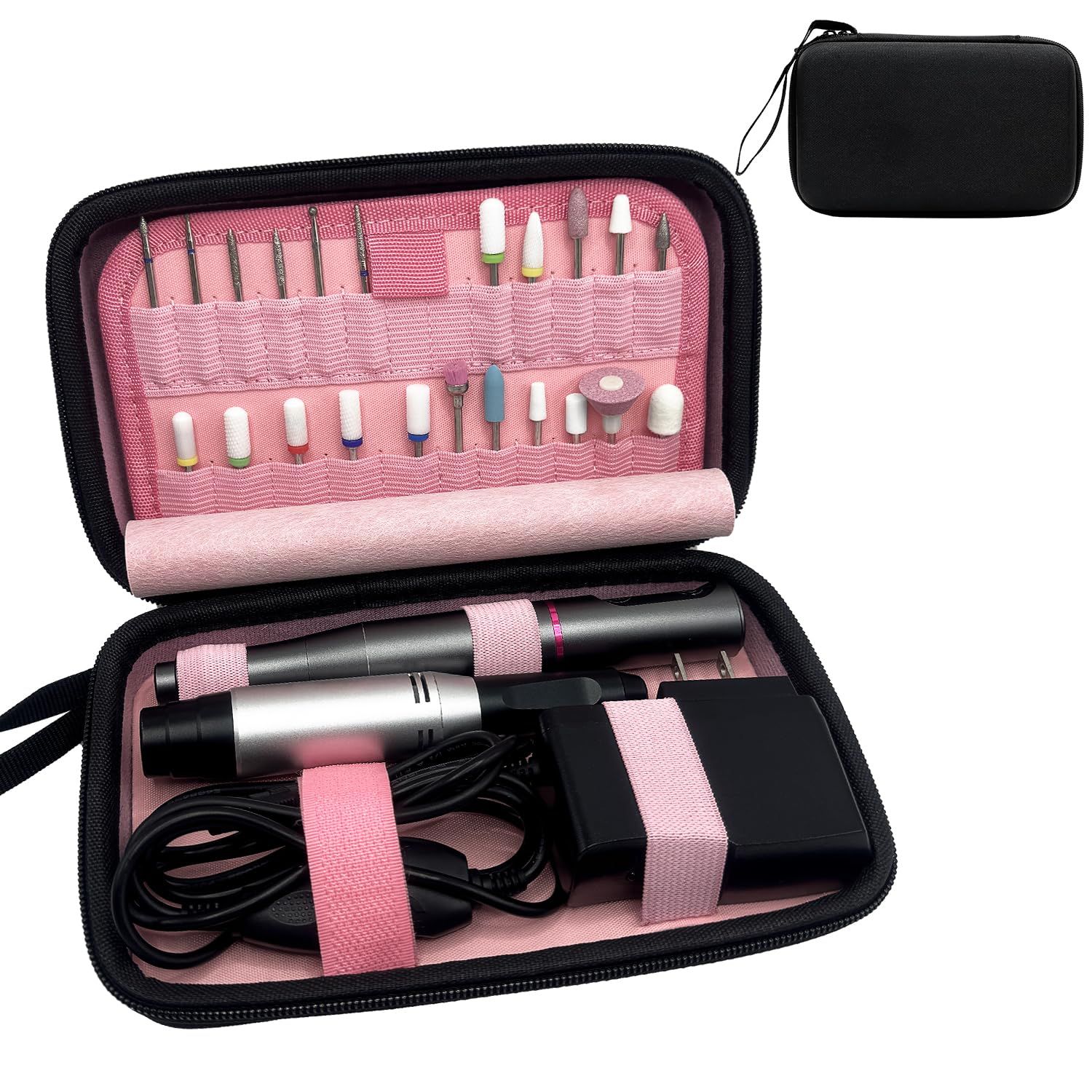 Nail Drill Bits Holder, (ONLY CASE) Nail Drill Kit Organizer Storage Case,Waterproof and Dustproof Portable Organizer Bag, Efile Nail Bits Displayer Organizer Container, for Manicure Tools