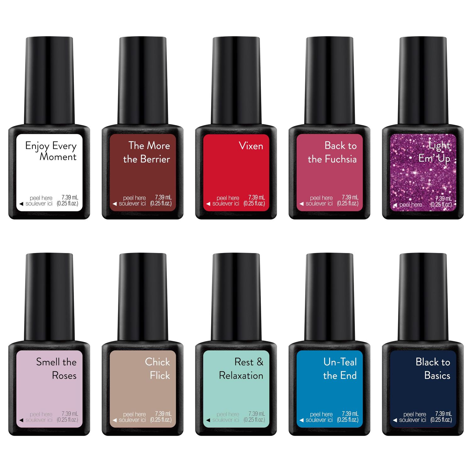 Sensationail Gel Nail Polish Color Kit - 10 Most Popular Gel Nail Colors - High Shine, Durable &amp; Fast-Curing - Lasts Up to 2 Weeks - 10 Piece Set