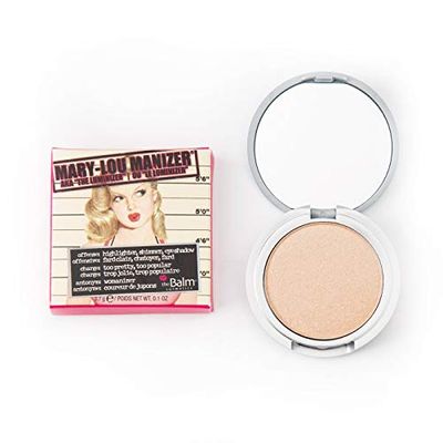 theBalm Mary-Lou Manizer Honey-Hued Luminizer, Highlighter, Shadow &amp; Shimmer, Subtle Glow, 0.1 Ounce (Pack of 1) - Travel Size