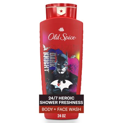 Old Spice Cleansing Body Wash for Men, 3X Defense, 24/7 Shower Fresh with Lasting Scent, 2-in-1 Body &amp; Face Wash, Smell Like a Hero, Batman, Black Cherry and Nightfall Scent, 24 oz