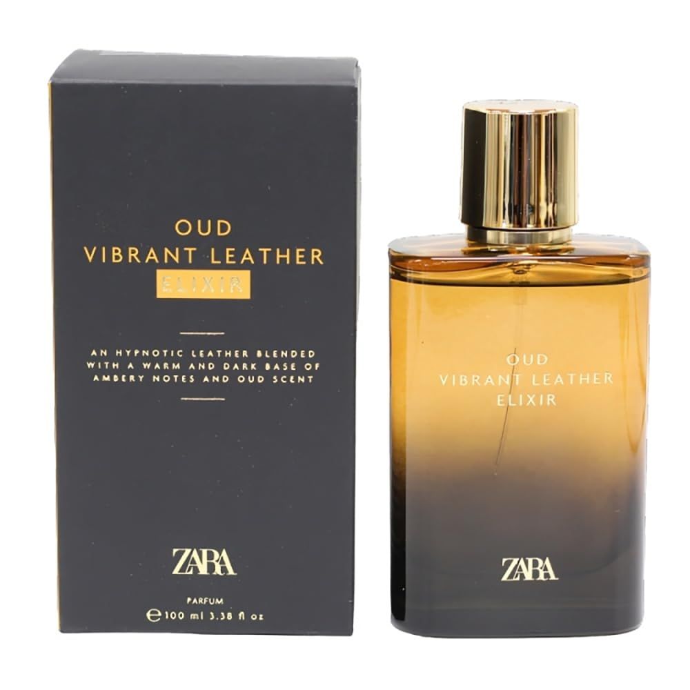 Zara Oud Vibrant Leather Elixir Intense Men Perfume Long Lasting Fragrance with Bergamot Kumquat Apple Incense Oud &amp; Patchouli Scent EDP Eau de Parfum 100ml (3.4 fl. oz.)