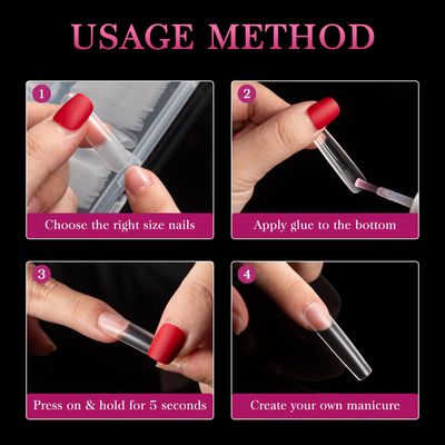 AORAEM XXL Square Clear Fake Nails 240PCS, Long Tapered Square Nail Tips Half Matte Design Extra Long Acrylic Nail Tips with Case for Home DIY Nail Salons