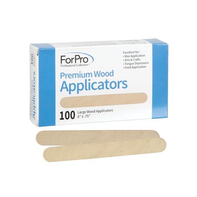 ForPro Professional Collection Premium Wood Applicators, Non-Sterile, Hair Removal Waxing Sticks, Large, 6 L x .75 W, 100-Count