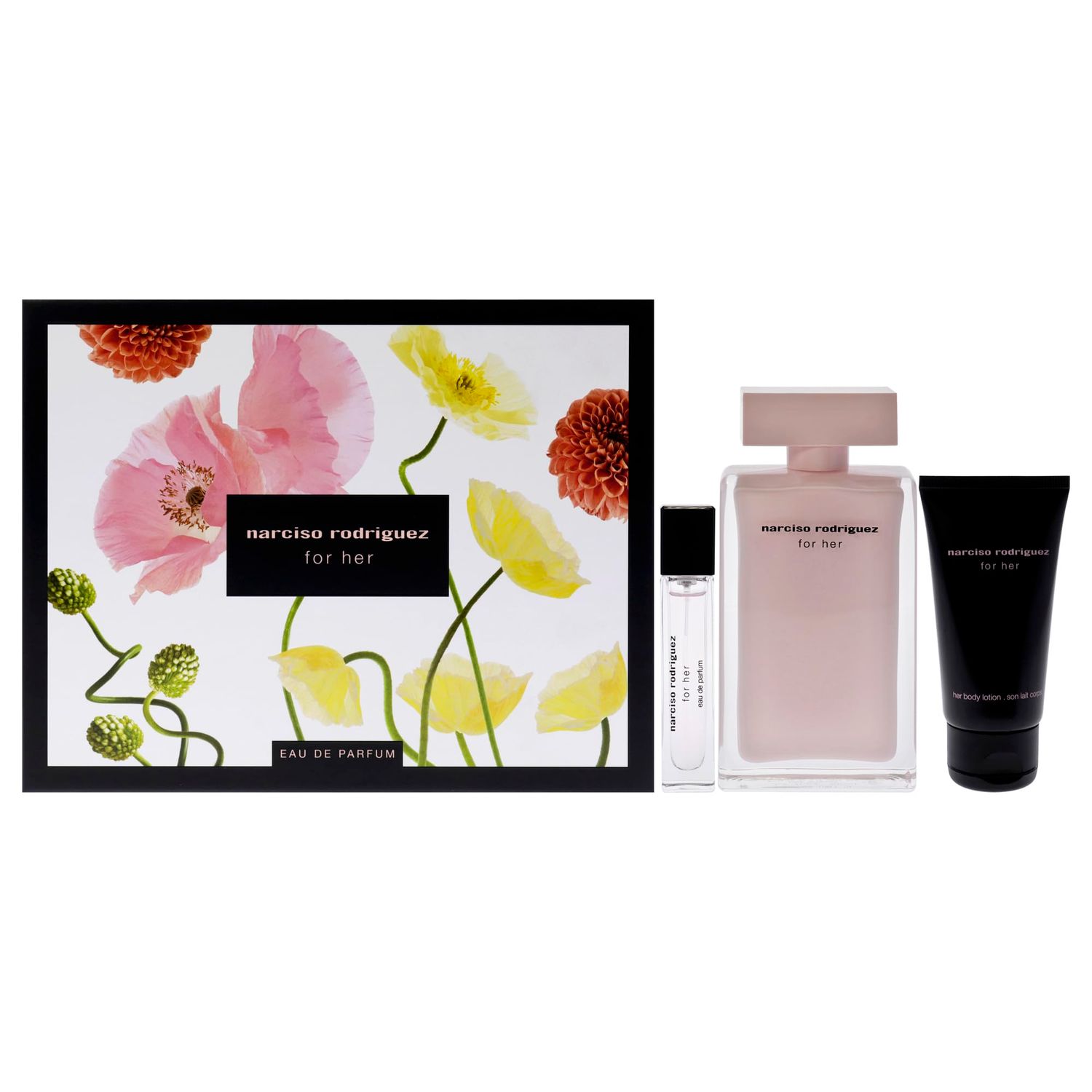 Narciso Rodriguez by Narciso Rodriguez for Women - 3 Pc Gift Set 3.3oz EDP Spray, 0.33oz EDP Spray, 2.5oz Body Lotion
