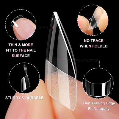 Bellelfin 600Pcs Short Square Nail Tips, Half Cover Square Acrylic Nails Tips Extra Short Clear Fake Nails Gel Nails 12Sizes for DIY Nail Salon