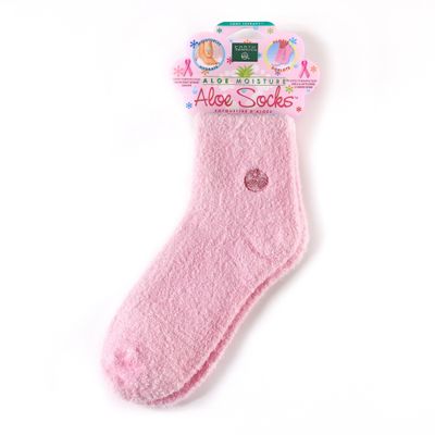 Earth Therapeutics Aloe Vera Socks - Infused with Natural Aloe Vera &amp; Vitamin E - Helps Dry Feet, Cracked Heels, Calluses, Rough Skin, Dead Skin - Use with Your Favorite Lotions - Pink