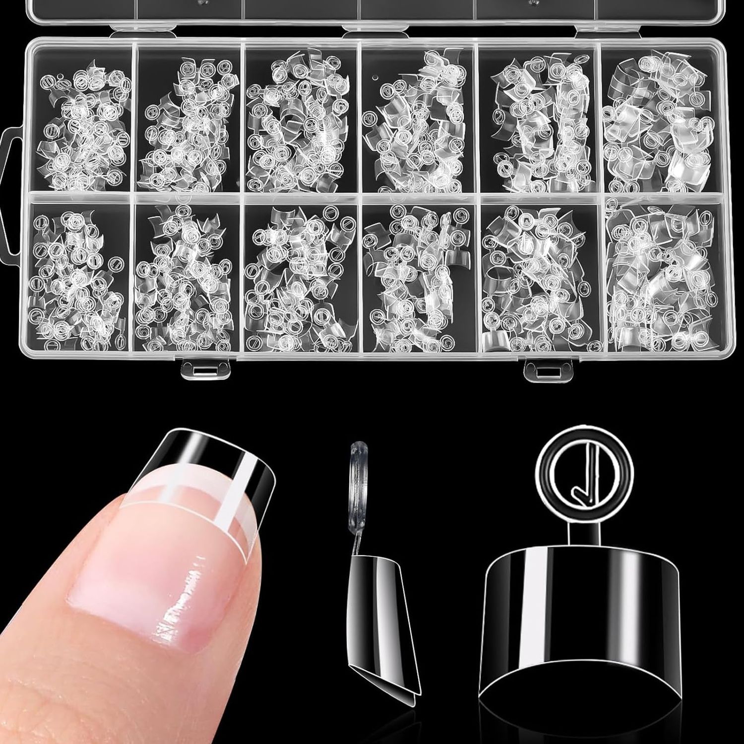 Bellelfin 600Pcs Short Square Nail Tips, Half Cover Square Acrylic Nails Tips Extra Short Clear Fake Nails Gel Nails 12Sizes for DIY Nail Salon