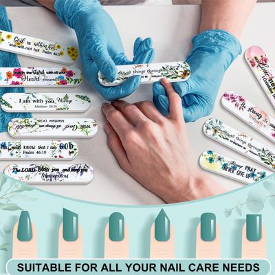 Lanties 50 Pack Christian Gifts for Women Bulk Church Bible Verse Nail Files Floral Scripture Emery Boards Christian Religious Gift Nail Files for Employee Appreciation Teacher Staff Coworkers Women