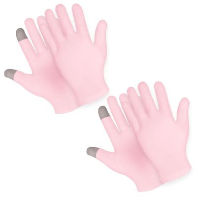 2 Pairs Moisturizing Gloves Overnight, Touch Screen Gloves White Cotton Gloves for Dry Hands Eczema, Hand Spa Treatment Gloves for Repair Rough Cracked Dry Chapped Hands Skin, Inspection Gloves(Pink)