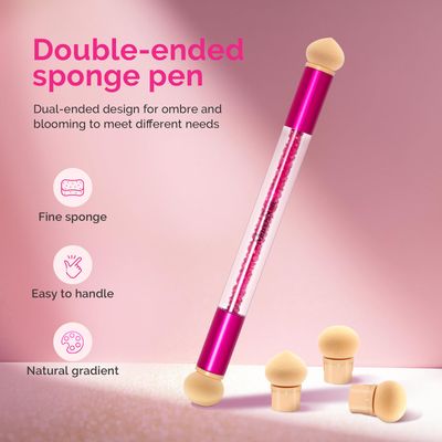MelodySusie Nail Sponge Pen for Ombre Gradient, Double Ended Sponge, 16pcs Replaceable Sponge for Nail Art Tools for Home and Salon Use