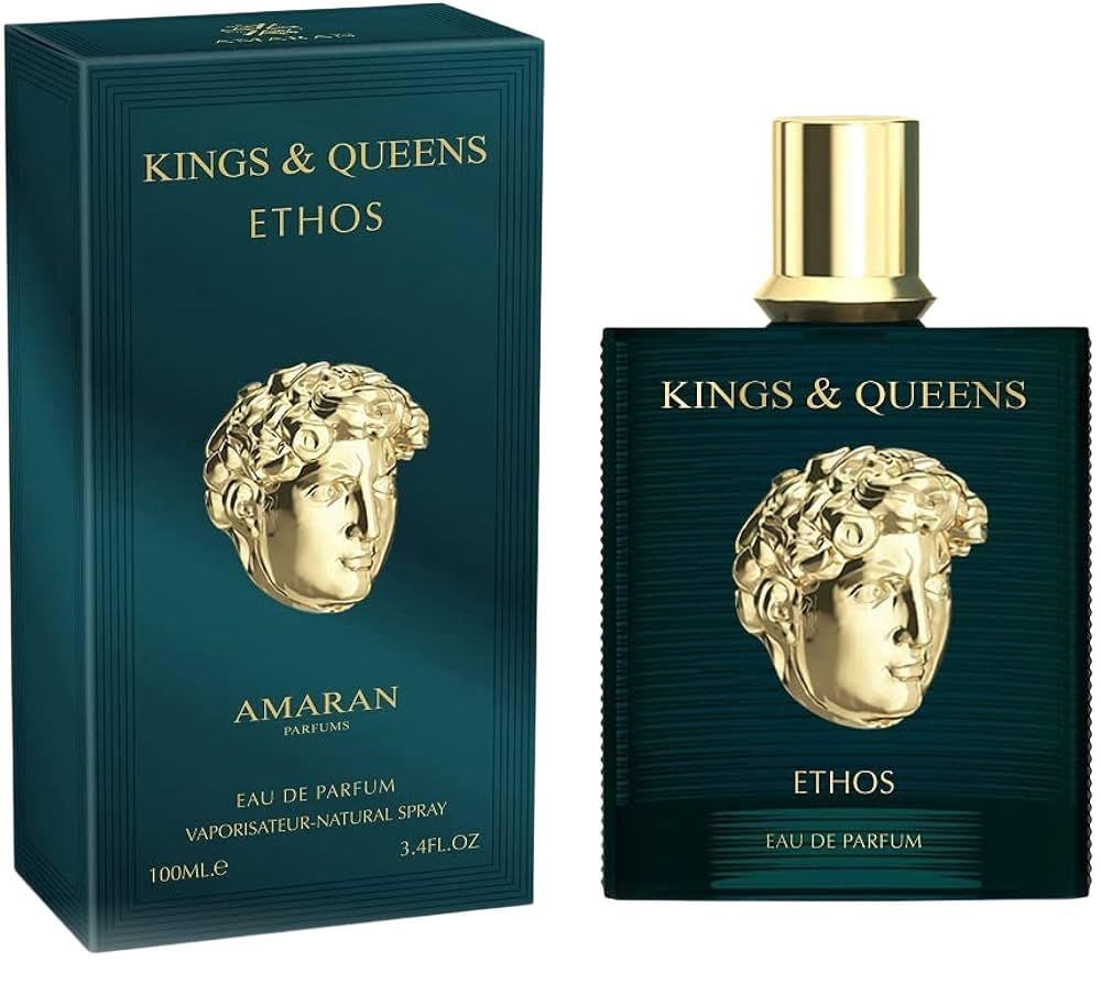 Kings &amp; Queens Ethos Eau de Parfum,Fragrance for men, By Amaran 3.4 Fl Oz (100ml), Luxury Glass Bottle