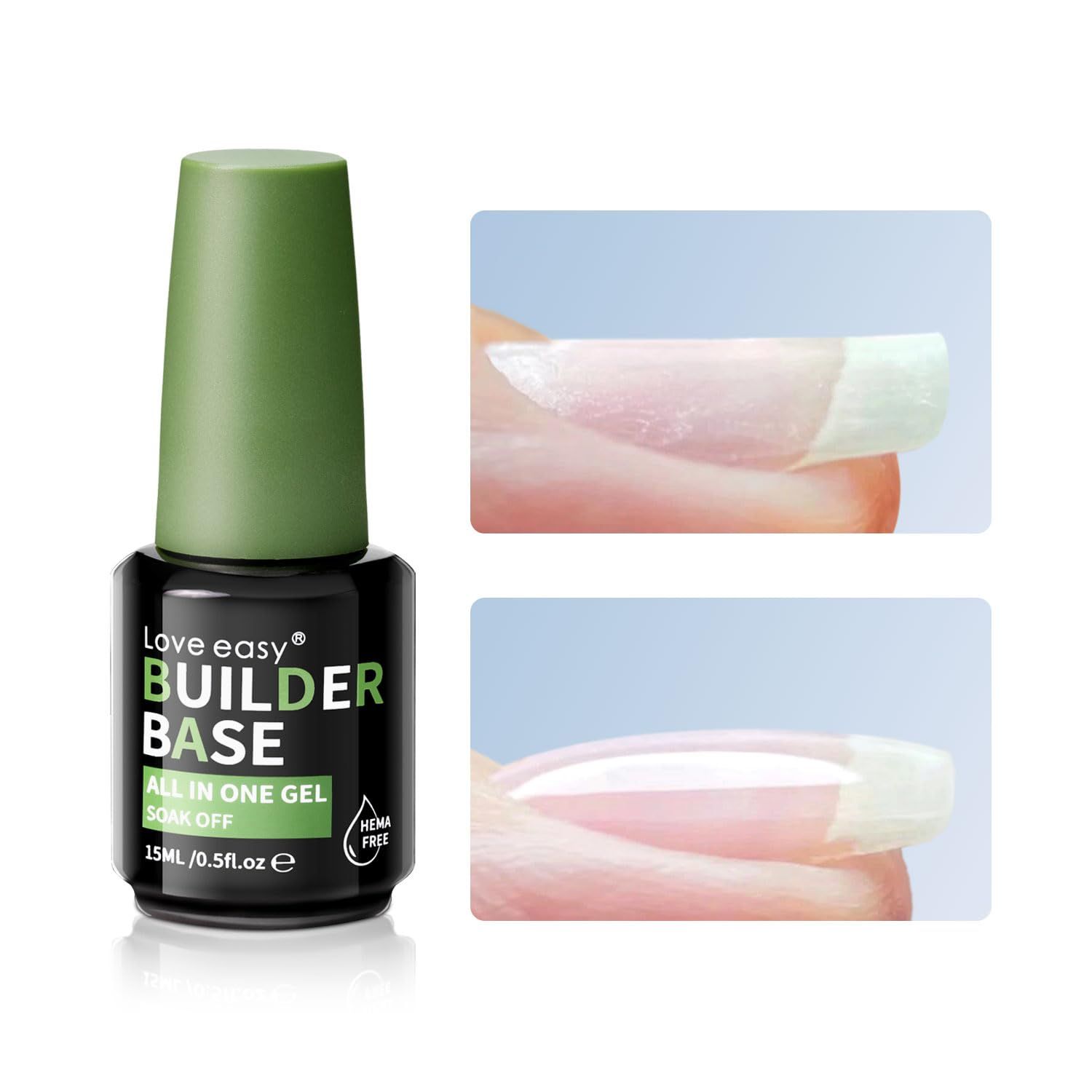 Love easy Hema Free Builder Gel - Hypoallergenic Strong Base Coat | Long-Lasting Adhesion (30 Days) for Professional Nails Gift for Women