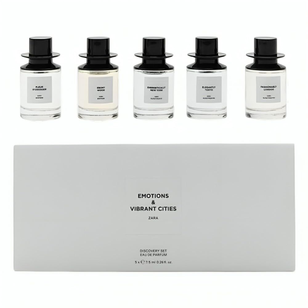 Zara Emotions Vibrant Cities Discovery Set Perfume for Women EDP Eau De Parfum 5x 7.5 ML (0.25 FL. OZ)