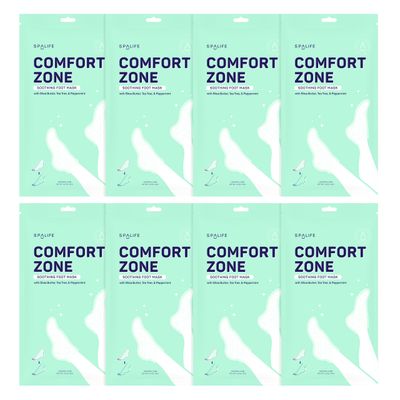 SpaLife Beauty Comfort Zone Soothing Foot Masks - Hydrating and Moisturizing Foot Socks - Hydrating Foot Mask - Soothes Rough, Cracked, Dry Feet with Tea Tree Oil - Shea Butter - Peppermint - 8 Pack