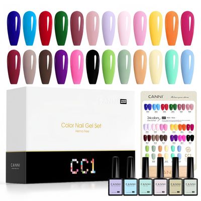CANNI CC1 30Pcs 9ML Gel Nail Polish Set, Black Hot Pink Green Yellow Purple Blue Gel Polish Kit Soak Off LED UV Nail Art Starter Manicure Salon DIY at Home