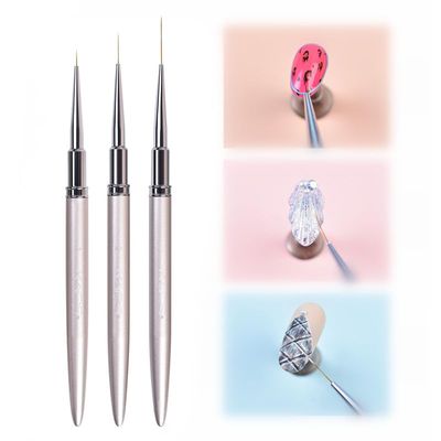 KADS Nail Art Liner Brushes Kolinsky Nail Art Brush Liner Brush UV Gel Polish Painting Nail Design Brush Metal Handle Nail Drawing Pens 8/15/20mm (8mm15mm20mm)