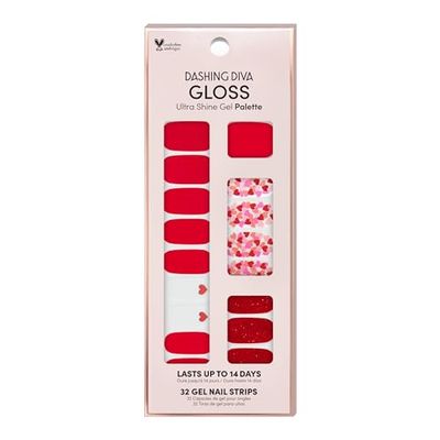 Dashing Diva Gloss Nail Strips - Girl Crush | UV Free, Chip Resistant, Long Lasting Gel Nail Stickers | Contains 32 Nail Wraps, 1 Prep Pad, 1 Nail File