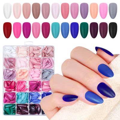 GELLAKTIK Press on Nails, 24 Colors 720PCS Short Almond False Nails with 15 Sizes, Full Cover Press on Nails for Women, Lightweight Matte Natural Fake Nails for Nail Art Design