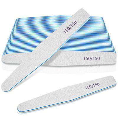Nail Files 150/150 Grit, 12pcs for Poly Extension Gel, Emery Boards for Acrylic and False Nails, Coarse Manicure Pedicure Tools for Home Salon