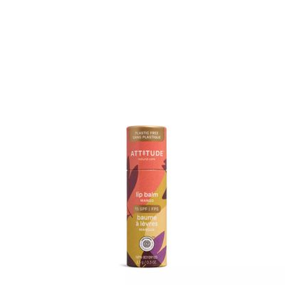 ATTITUDE Lip Balm SPF 15, Mineral Sun Protection, Zinc Oxide, Shea Butter, Argan &amp; Castor Oils, EWG Verified, For Dry Lips, Men and Women, Mango, 0.3 Oz
