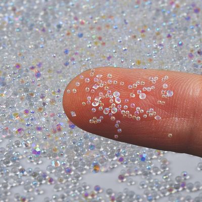 4 Bottle Micro Rhinestones Pixie Crystals Caviar Beads-Crystals Mini Bubble Nail Gems Diamonds Stones-Clear ab Iridescent Rhinestone Shine-Charms Tiny Round Glass Bead for Nails Crafts