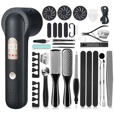 Electric Callus Remover with Dander Vacuum for Feet, Portable 36 in 1 Pedicure Kit Foot File Callus Remover, Waterproof Rechargeable Foot File for Foot Care with 3 Heads&amp;LCD Display