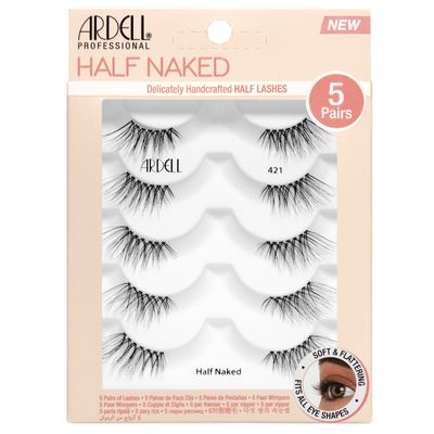 Ardell Naked Half Lashes 421 - Delicately Handcrafted Cat Eye False Eyelashes, 5-Pairs, 1-Pack