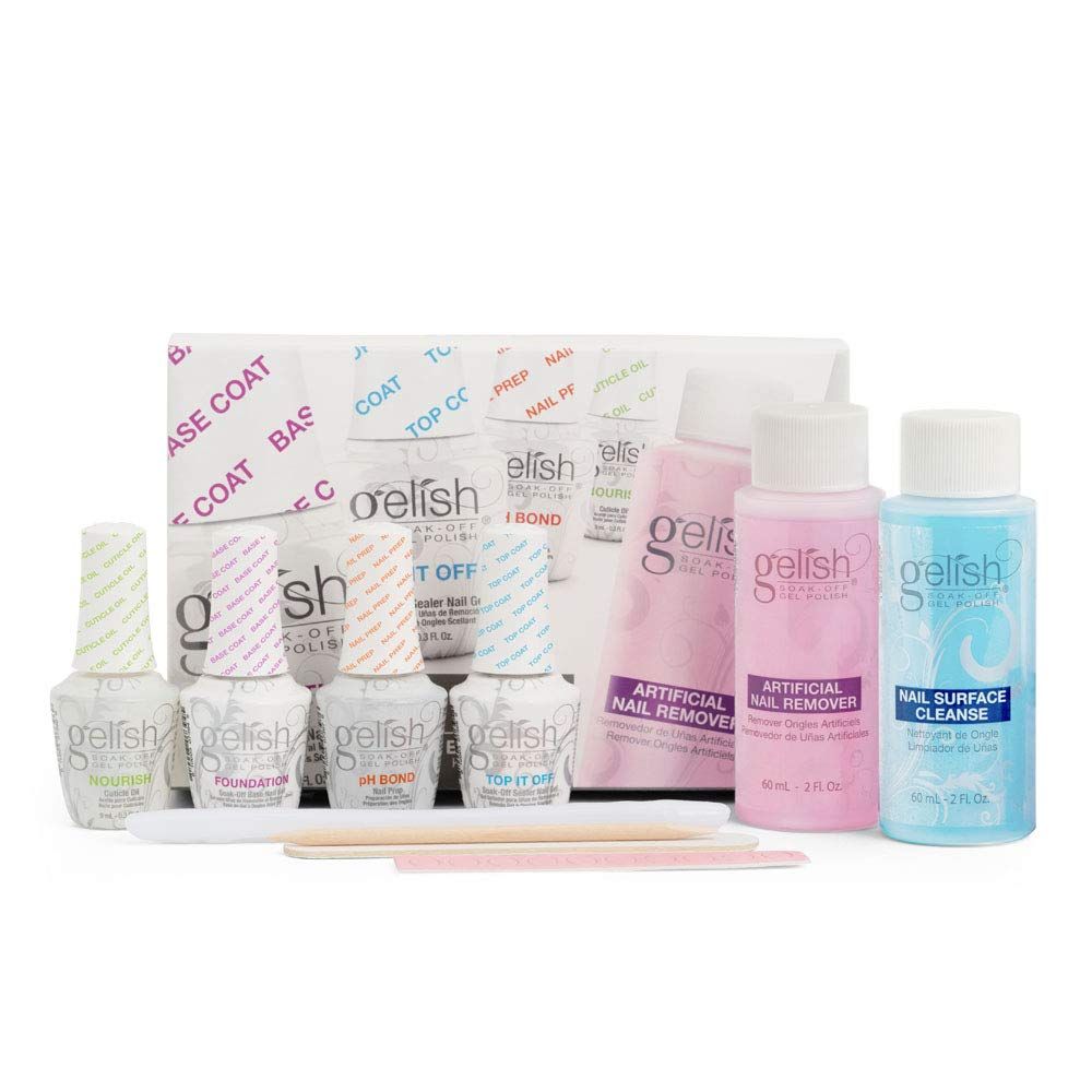 Gelish MINI Complete Basix Kit - Gel Nail Polish Prep Essentials Starter Kit with Foundation, pH Bond, Top It Off, Nourish, Nail Remover &amp; Cleanser - Long-Lasting Salon-Quality Manicure at Home.