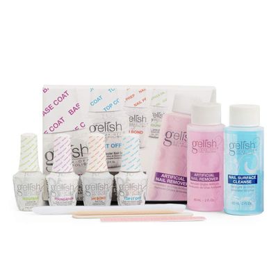 Gelish MINI Complete Basix Kit - Gel Nail Polish Prep Essentials Starter Kit with Foundation, pH Bond, Top It Off, Nourish, Nail Remover &amp; Cleanser - Long-Lasting Salon-Quality Manicure at Home.