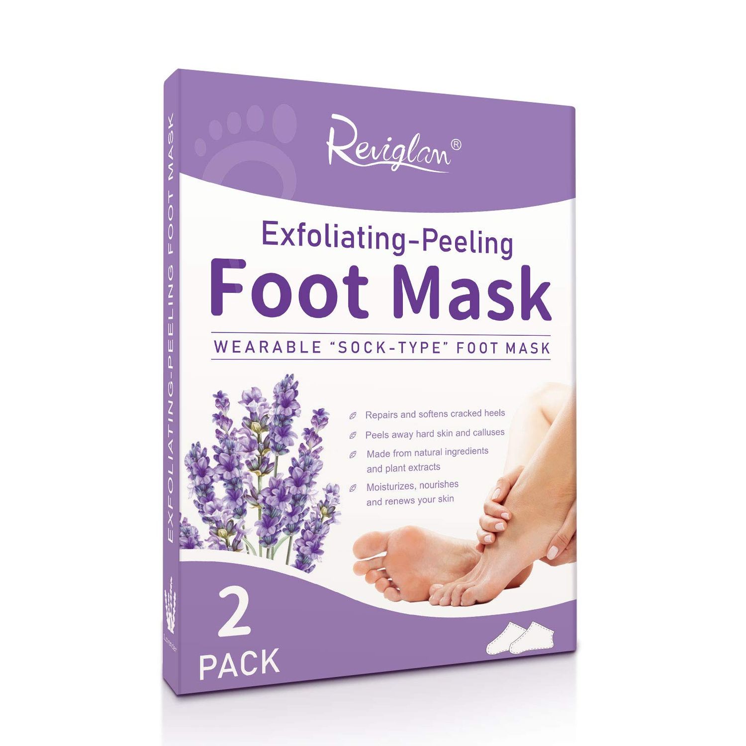 Foot Peeling Mask, 2 Pack Peel Mask, Lavender Exfoliating Foot Peel Mask, Cracked Heels Repair - for Calluses, Dead &amp; Dry Skin