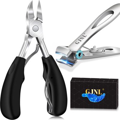 Toenail Clippers for Seniors Thick Toenails - 16mm Wide Jaw Opening Nail Clippers for Men Thick Nails, Large Toe Nail Clippers Heavy Duty Nail Cutter with Sharp Curved Blade for Men Senior