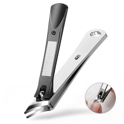 BALUCA Slanted Blade Ingrown Toenail Clippers for Thick Toenails, Angled Toe Nail Fingernail Cutter Trimmer for Seniors and Men - Black
