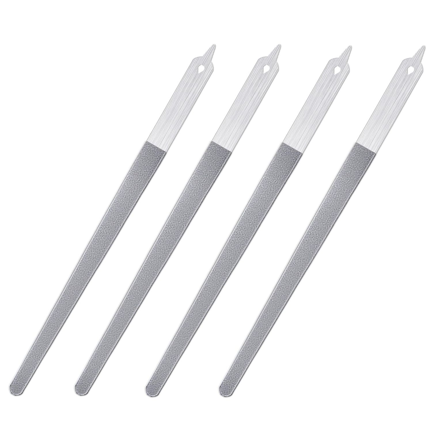 Diamond Deb Nail File 4 Pack Double Sided Fingernail File for Natural Nails, Stainless Steel Toenail File with Sharp Pointed Tip, Professional Fine Grit Finger Nail Files for Women Men Girls