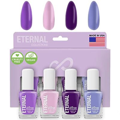 Eternal Purple Nail Polish Set for Women (HOLA BONITA) - Light Pink Nail Polish Set for Girls - Lasting &amp; Quick Dry Fingernail Polish Kit for Home DIY Mani Pedi - Made in USA, 13.5mL (Set of 4)
