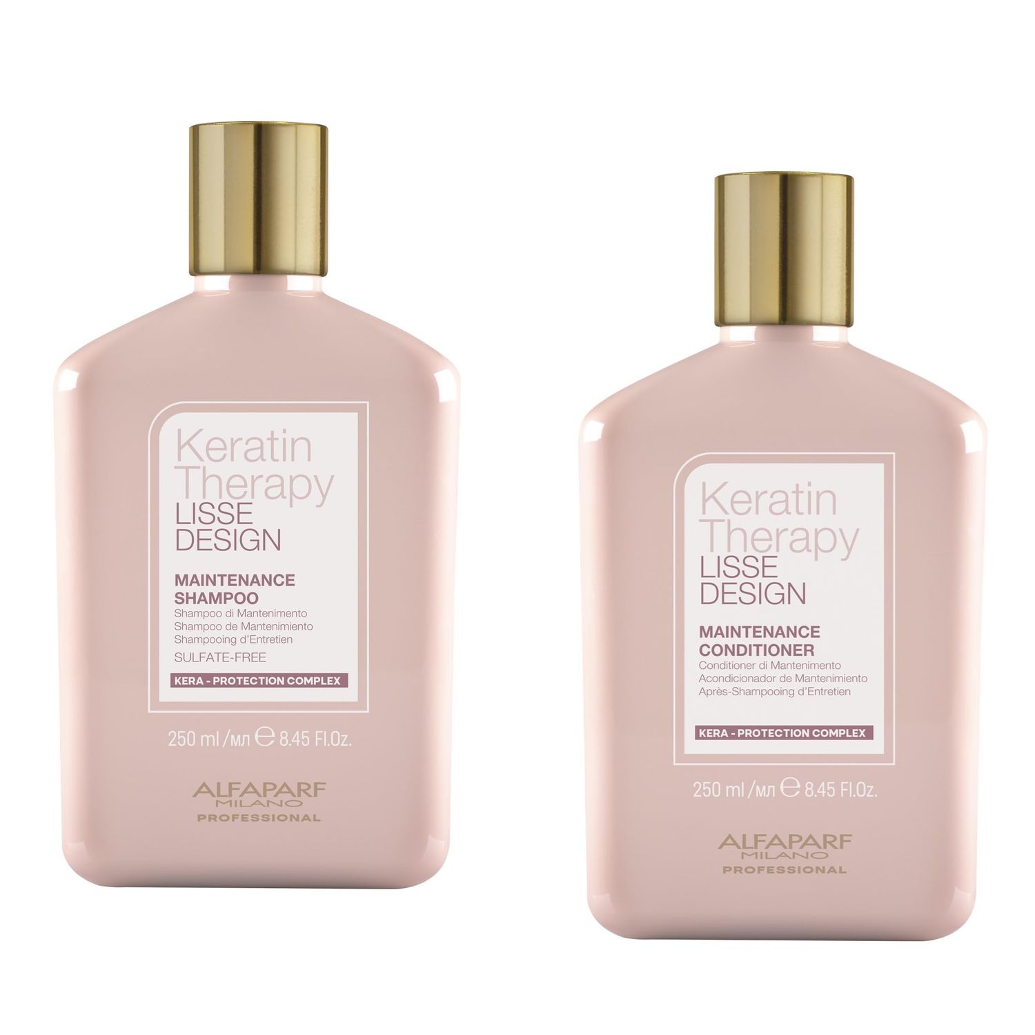 Alfaparf Milano Lisse Design Keratin Shampoo and Conditioner Set - Sulfate Free - Anti-Frizz - Maintains &amp; Enhances Professional Keratin Therapy Treatment - Keeps Hair Smooth &amp; Straight