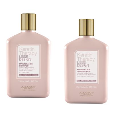 Alfaparf Milano Lisse Design Keratin Shampoo and Conditioner Set - Sulfate Free - Anti-Frizz - Maintains &amp; Enhances Professional Keratin Therapy Treatment - Keeps Hair Smooth &amp; Straight