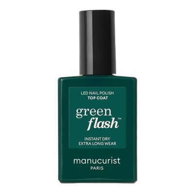 Manucurist Green Flash Top Coat Vegan LED Gel Nail Polish Top Coat 12-Free Plant-Based Ingredients Made in France 0.5 fl oz