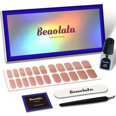 Beaolata Nail Polish Strips - 44 Wraps, Stickers, Gel Strips, Easy Apply &amp; Remove, Long Lasting, Salon Quality (Nude Pink)