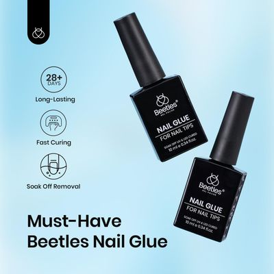 Beetles 9 in 1 Gel Nail Glue for Acrylic Nails Tips, 2 Pcs 10ml Super Strong Nail Glue for Clear False Nails Tips Base Coat Rhinestones Blooming Art Gel Long Lasting U V Light Cure