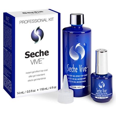 Seche Vive Professional Kit, Instant Gel Effect Top Coat for Nail Polish, 4 oz &amp; 0.5 oz Refill