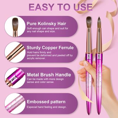 Shine Chance Acrylic Nail Brush Size 8, 100 Real Kolinsky Art Nail Brush for Acrylic Powder Application, Handmade Women Manicure Nail Extension Tool for Professional DIY Home Salon and Beginners