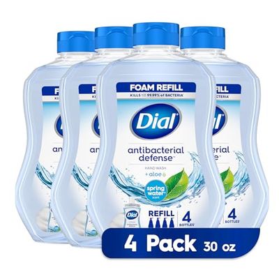 Dial Antibacterial Foaming Hand Soap Refill, Spring Water, 30 fl oz (Pack of 4)