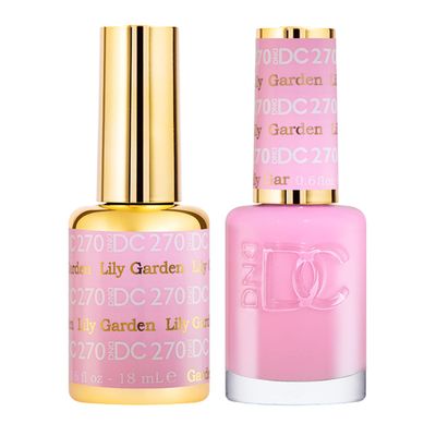 DND DC Gel Polish Set, Pink Collection, UV/LED Gel Polish and Air Dry Nail Lacquer, Matching Chip-Free Polish Duo, 270 Lily Garden, 0.5 Fl Oz