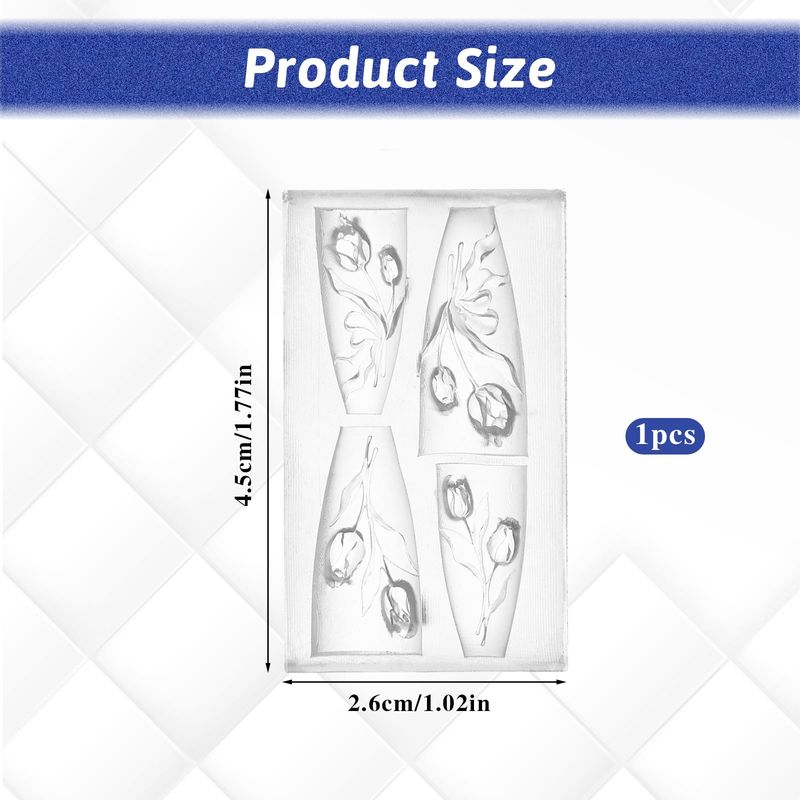 3D Tulip Flower Nail Design Nail Art Molds, Silicone Nail Art Molds Tulip Carving Template Nail Art Mold DIY Nail Art Decorative Floral Silicone Molds Resin Carving Mold for Nail Art Decorations