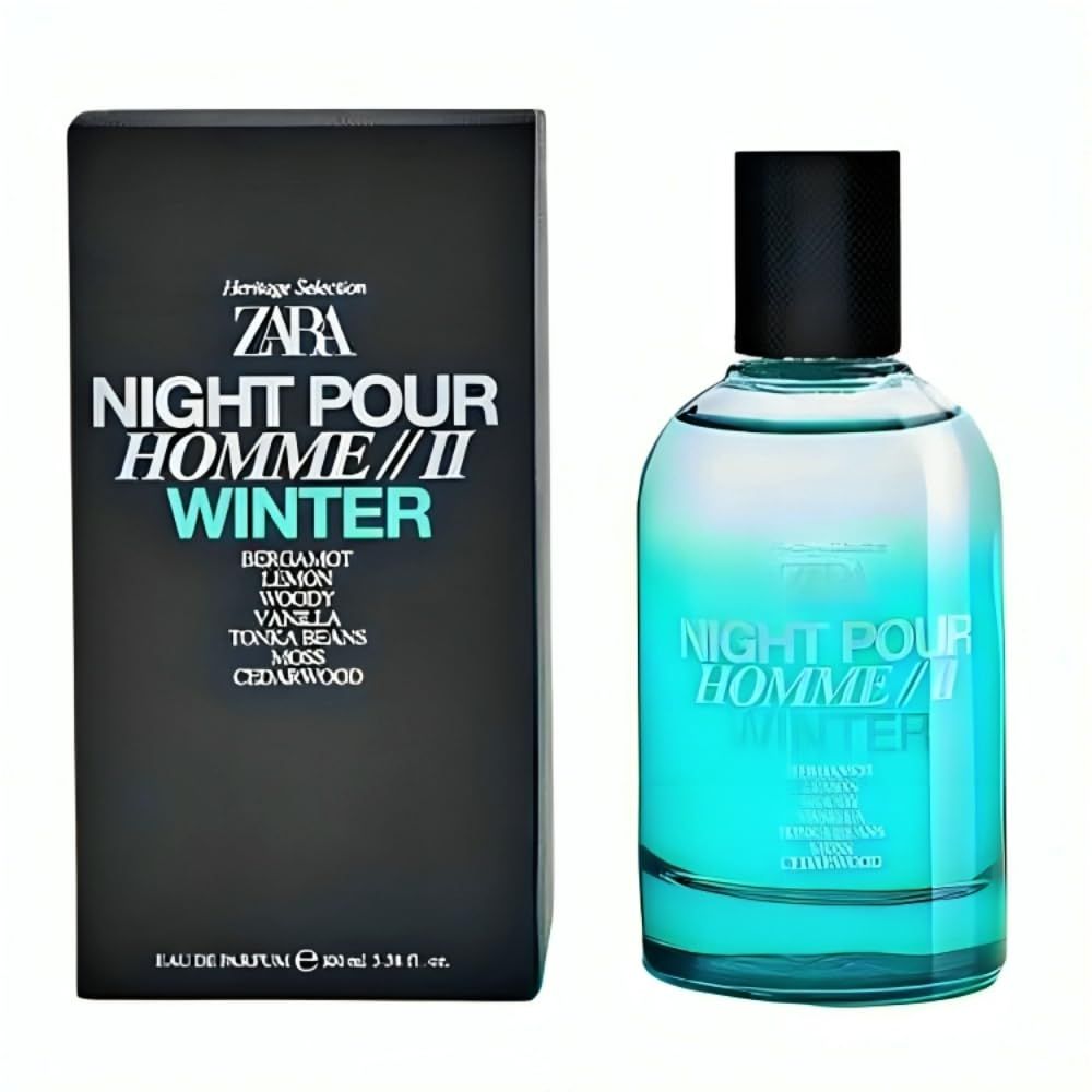 Zara Night Pour Homme II Winter Perfume for Men Elegant Bergamot Spiced Nutmeg Lavender Warm Cedar Vanilla Eau de Parfum 100ml (3.38 fl. oz.)