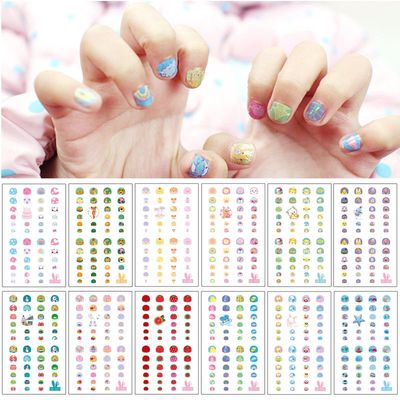 EBANKU Nail Stickers for Kids - 550 Self-Adhesive 3D Fruits, Moon Crowns, Rainbow, Ice Cream, Animals, Lovely Decals &amp; Cute Nail Decals for Toddler Girls Holiday Nail Art