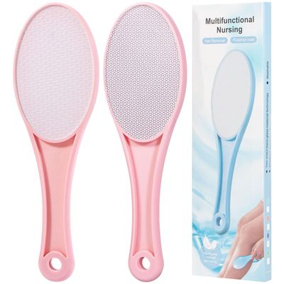 2 Pack Nano Glass Foot File Callus Remover, Beomeen Hard and Dead Skin Remover for Feet, Double Sided Foot Scrubber Pedicure Tool, Hair Eraser for Softer &amp; Smoother Feet, Random Black/White Glass