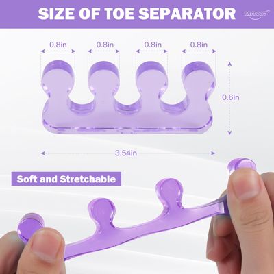 Toe Separators for Women, Pedicure Toe Spacers &amp; Spreaders - Yoga Relax and Finger Dividers, Gel Silicone Toe Separators for Pedicure, Nail Polish, Toenail Painting (2-Pairs)