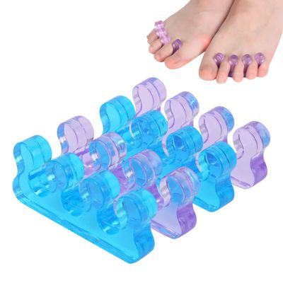 Toe Separators for Women, Pedicure Toe Spacers &amp; Spreaders - Yoga Relax and Finger Dividers, Gel Silicone Toe Separators for Pedicure, Nail Polish, Toenail Painting (2-Pairs)