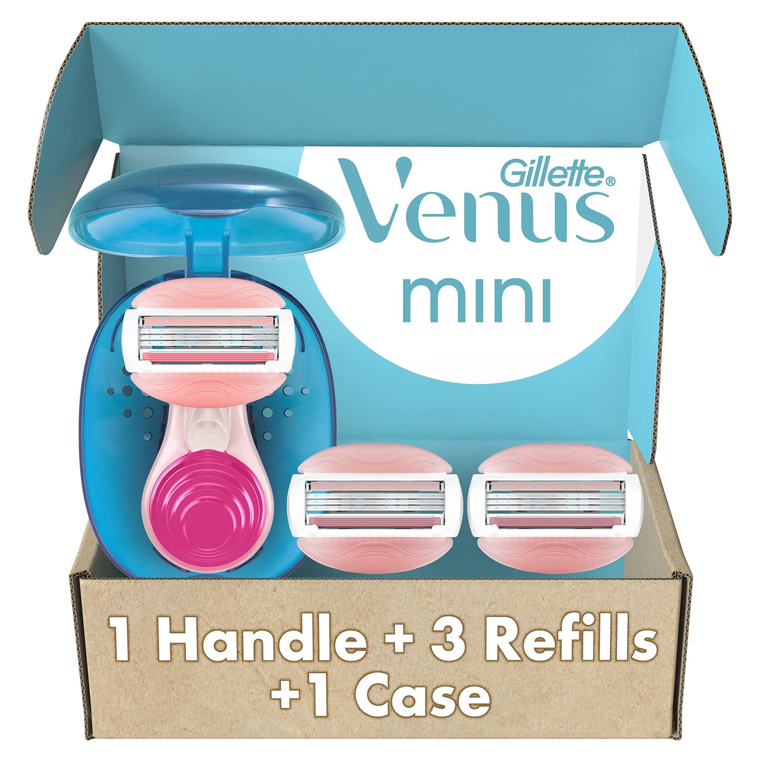 Gillette Venus Mini ComfortGlide White Tea Razors for Women, Includes 1 Mini Handle 3 Refills 1 Case